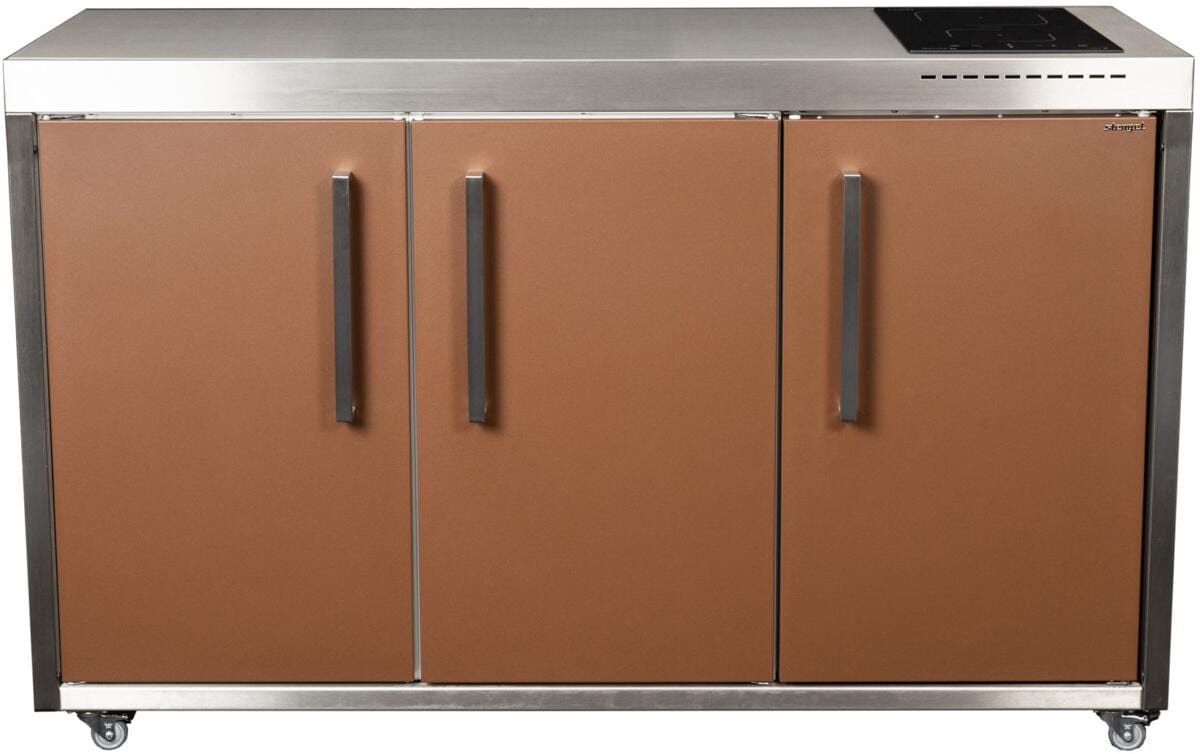 Stengel MO 150 Miniküche Outdoor, Kühlschrank rechts, mit Gefrierfach, Induktionskochfeld rechts, lavabraun (2215000038116)