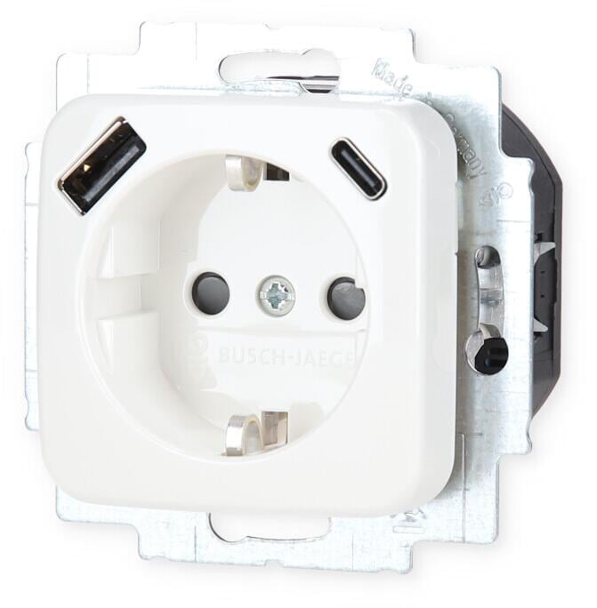 Busch-Jaeger 20 EUCB2USBAC-214 SCHUKO USB-Steckdose, A/C Reflex SI, Alpinweiß (2CKA002011A6296)