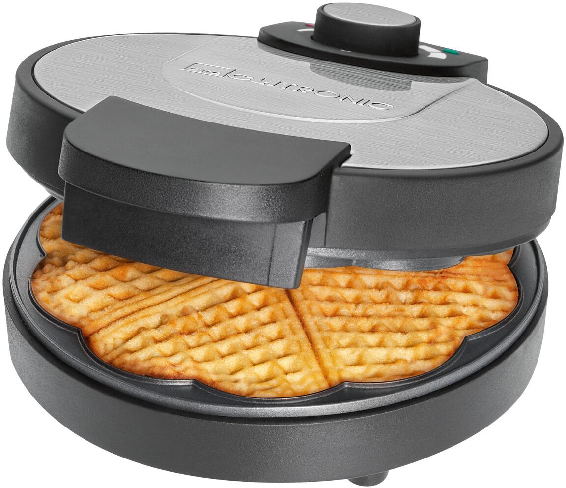 Clatronic WA 3492 Waffeleisen, 1000W, Ø 18cm Backfläche, Antihaftbeschichtung, schwarz-edelstahl (261681)