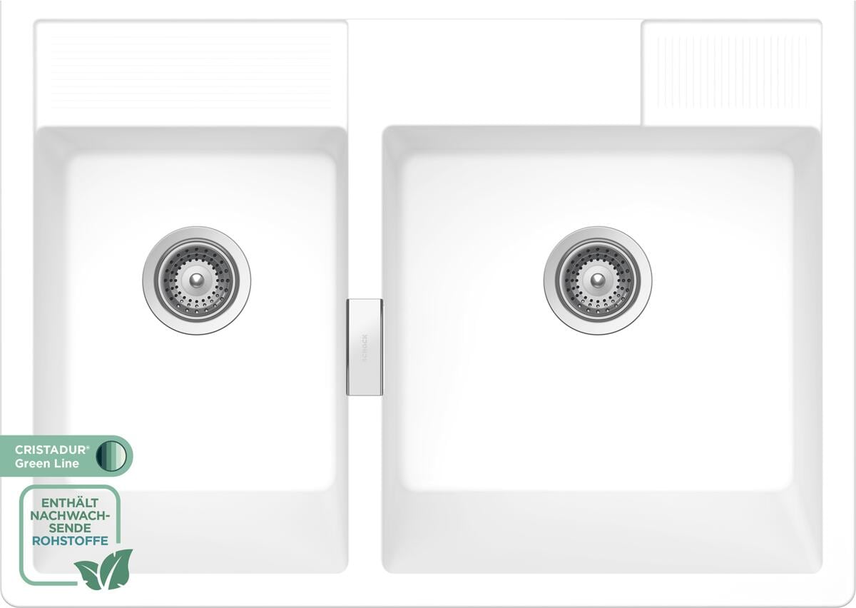 Schock Kallio M-175-M Spülenmodul mit Ablauffernbedienung, Cristadur Green Line, 1,5 Becken, day (KALM175MDAY)