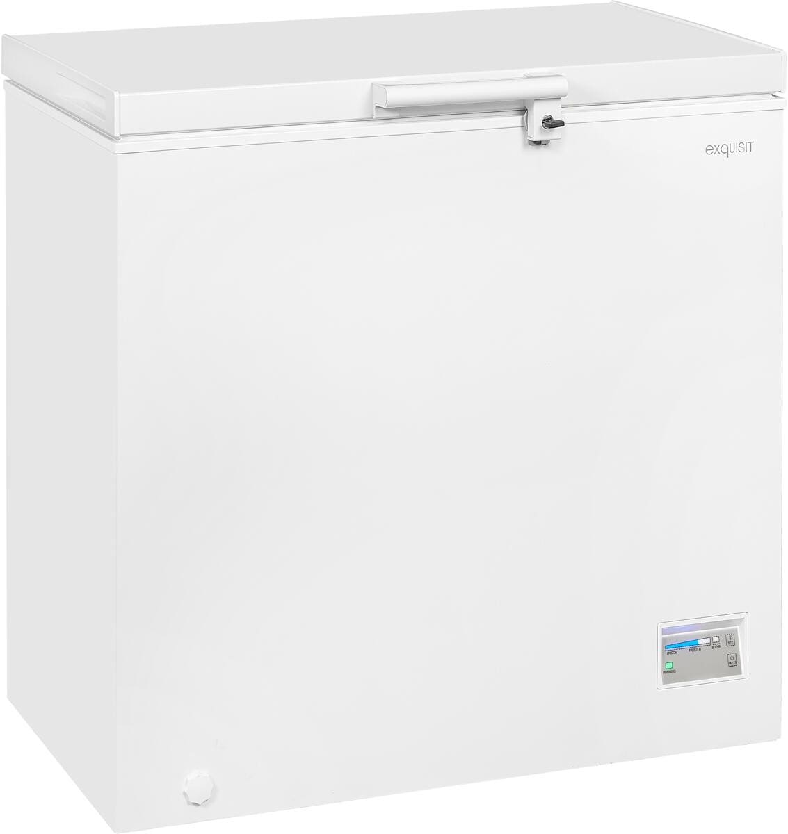 Exquisit GT200-HE-040C Stand Gefriertruhe, 103 cm breit, 198 L, LED Beleuchtung, 2 Körbe, Schnellgefrierfunktion, weiß