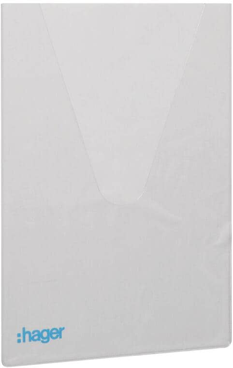 Hager FZ794 Plantasche / Schaltplantasche zur Aufbewahrung, Klarsicht, DIN A4, selbstklebend, lichtgrau