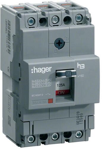 Hager HNA125H Leistungsschalter h3 x160 TM ADJ 3P3D 125A 40kA CTC