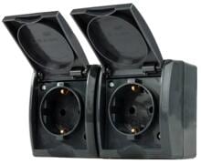 REV AquaForm AP Steckdose 2fach, waagerecht, anthrazit (0007091900)