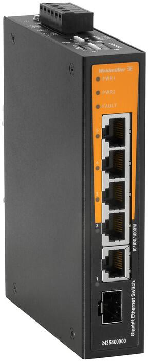 Weidmüller IE-SW-BL05-4GT-1GS Netzwerk Switch, unmanaged, Gigabit Ethernet, Anzahl Ports: 4x RJ45 10/100/1000BaseT(X), 1x Kombi-Port (10/100/1000BaseT