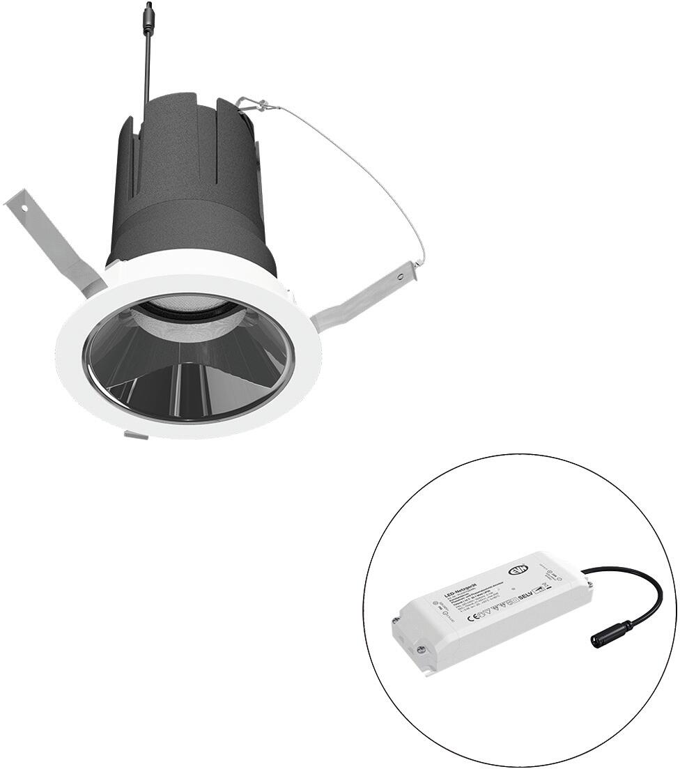 EVN SELECTO LED Deckeneinbau, rund, drehbar, IP20, 220-240V/AC, 25W, 4000K, 3063lm, inkl. Netzgerät, DALI, Reflektor silber/hochglänzend, 4.314,00cd,