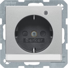 Berker 41106084 Steckdose SCHUKO mit Kontroll-LED, Beschriftungsfeld und erhöhtem Berührungsschutz, Q.1/Q.3, alu samt, lackiert