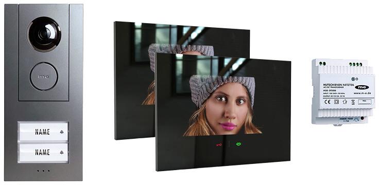 M-E VD-ALU-6209-A-S Video IP Türsprechanlagen Set für 2-Familienhaus, Anthrazit/Schwarz (41334)