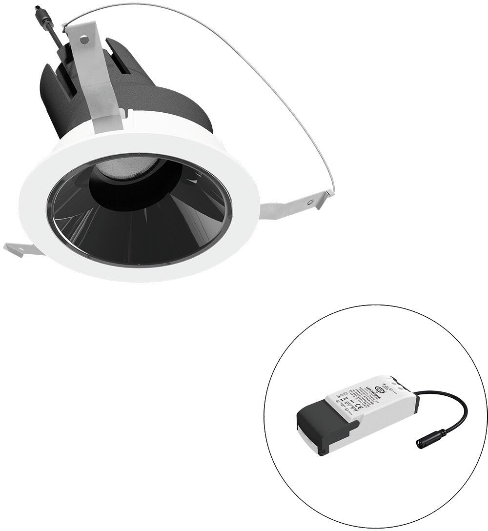 EVN SELECTO LED Deckeneinbau, rund, schwenkbar, IP20, 220-240V/AC, 13W, 2700K, 1486lm, inkl. Netzgerät, Phase, Reflektor schwarz/hochglänzend, 4.341,0