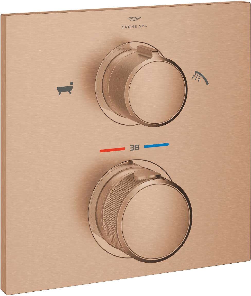 GROHE Allure Thermostat-Brausebatterie, integrierte 2-Wege-Umstellung, Fertigmontageset für Rapido SmartBox, warm sunset gebürstet (19446DL2)