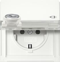 Gira 446766 SCHUKO-Steckdose 16 A 250 V~ mit Klappdeckel, Schloss und Beschriftungsfeld mit sortierten Schließungen, TX 44, Reinweiß
