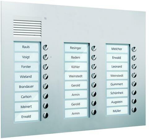 TCS PUK24/3-EN Audio Außenstation, 24 Klingeltasten (rechtsbündig), 3-spaltig, Unterputz, Serie PUK, silber