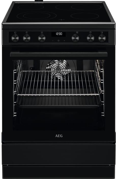 AEG CCB6446BBB EEK: A Standherd mit Glaskeramikkochfeld, 60 cm breit, 73 L, Versenkknebel, Geschirrwagen, 7 Beheizungsarten, Touchbedienung, schwarz