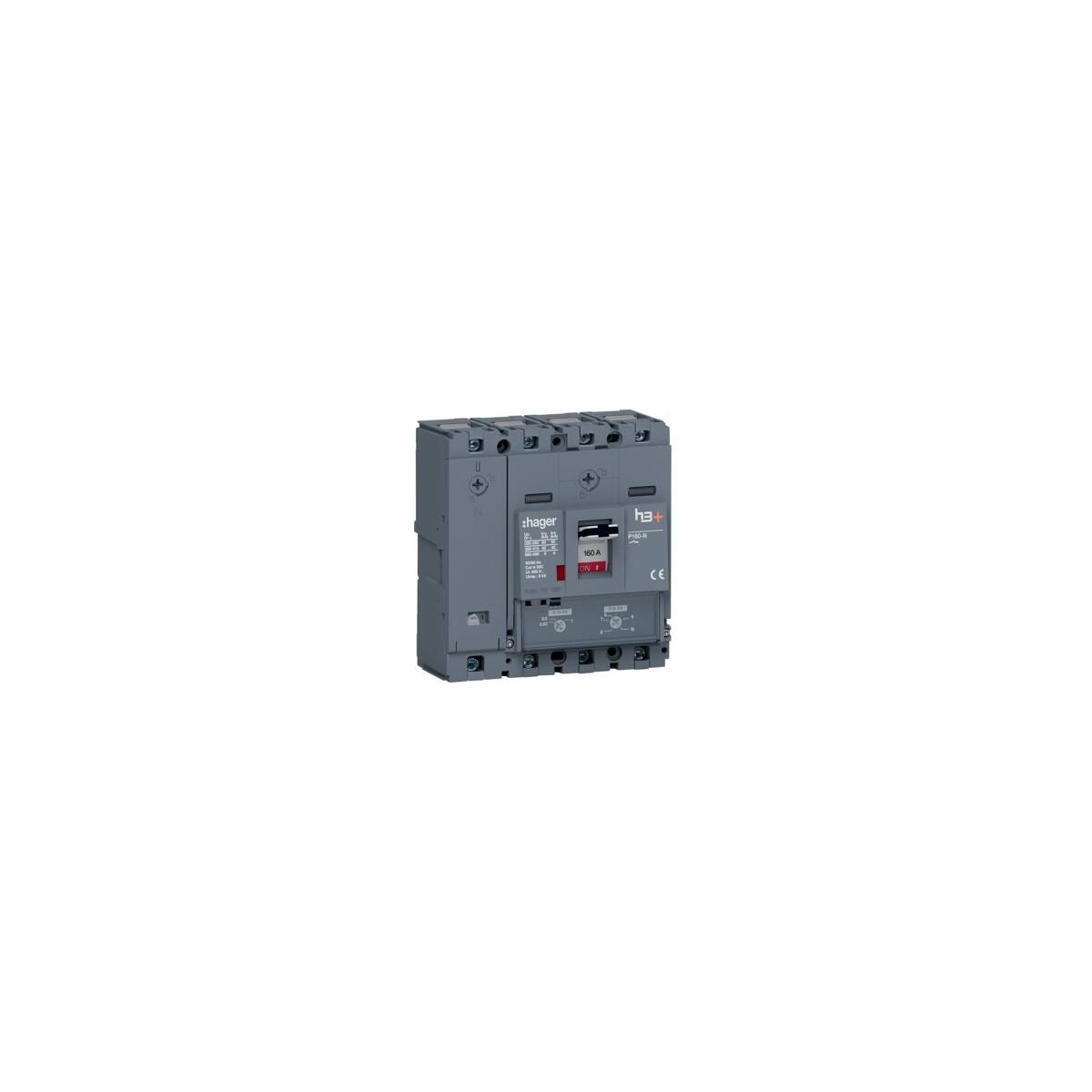 Hager HNS161DC Leistungsschalter h3+ P160 TM ADJ 4P4D N0-100% 160A 40kA CTC