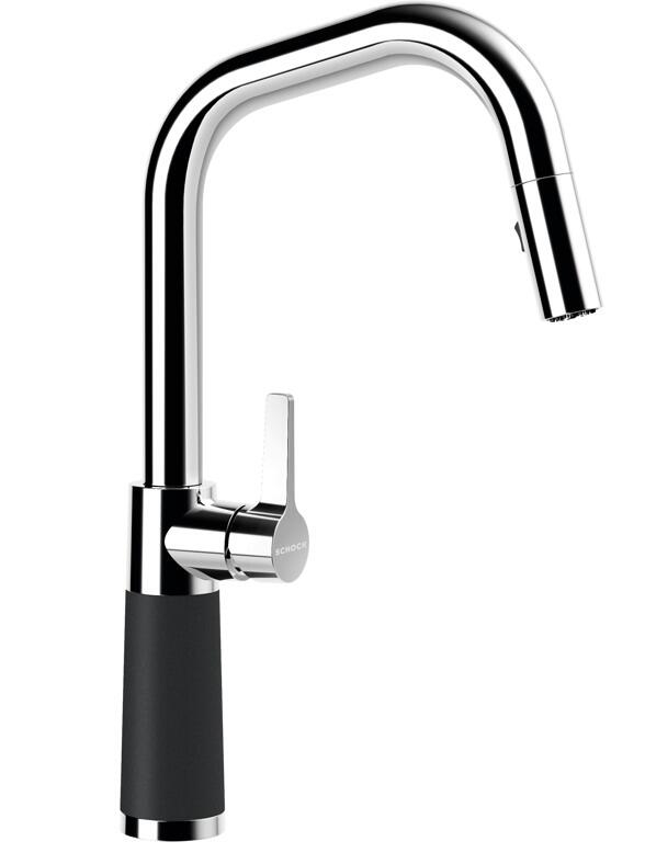 Schock SC-530 Einhebelmischer, ausziehbare Schlauchbrause, Hochdruckarmatur, Cristadur GreenLine, chrom/dusk (556120DSK)