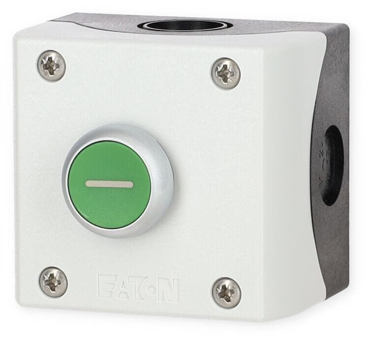 Eaton M22-D-G-X1/KC11/I Drucktaster, 1 Schließer + 1 Öffner, flach, grün, Aufbau (216522)