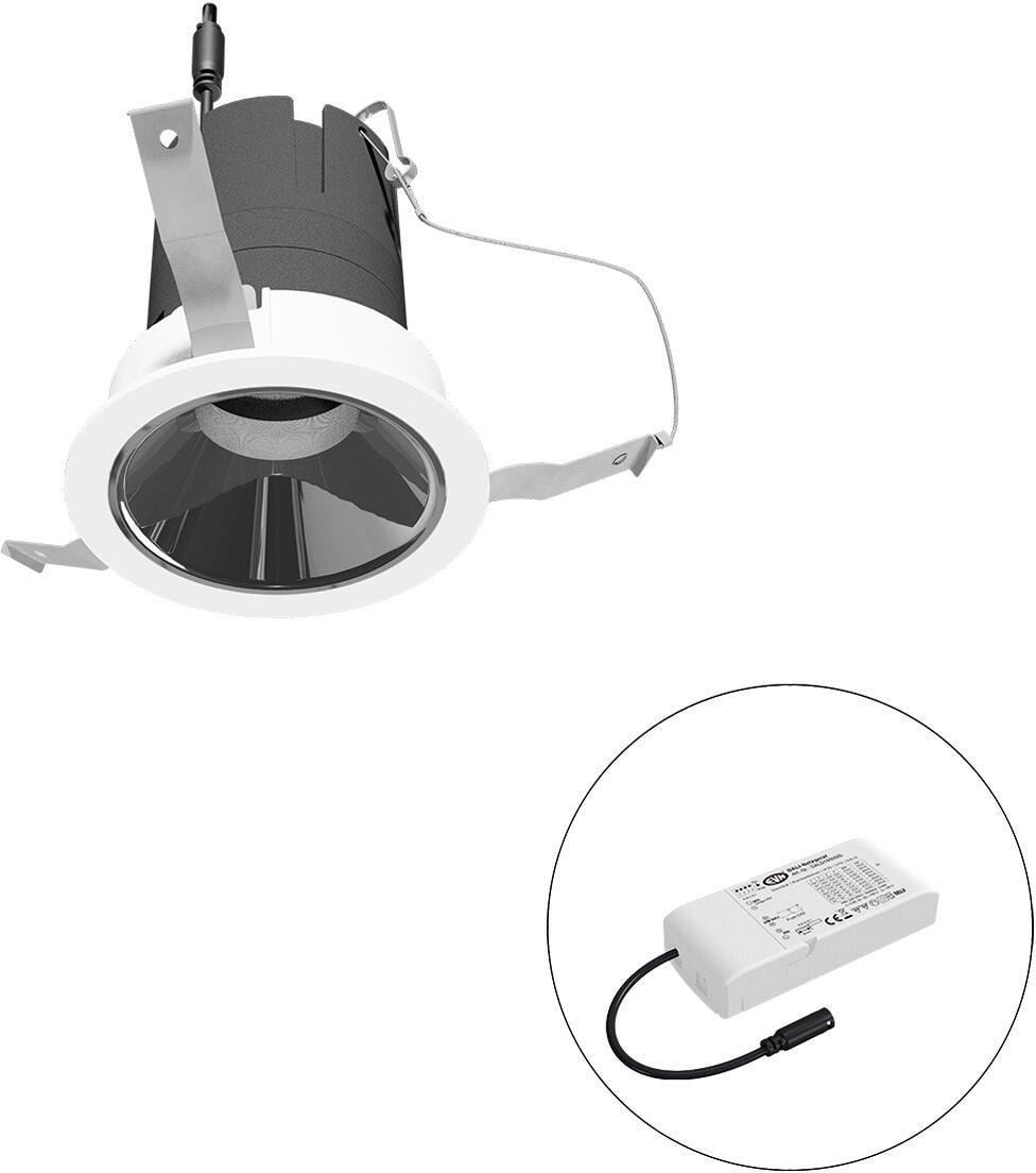 EVN SELECTO LED Deckeneinbau, rund, drehbar, IP20, 220-240V/AC, 6W, 2700K, 686lm, inkl. Netzgerät, DALI, Reflektor silber/glänzend, 966,00cd, breitstr