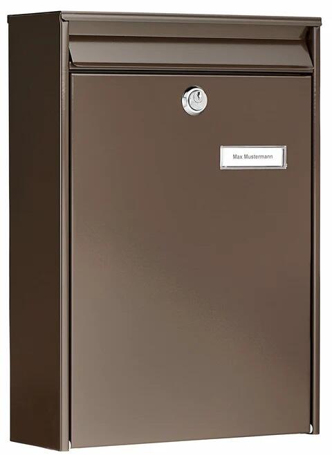 Burg Wächter Leipzig 777 BR Anlagen-Briefkästen, Hochformat, mit Öffnungsstopp, Stahl, braun (28910)