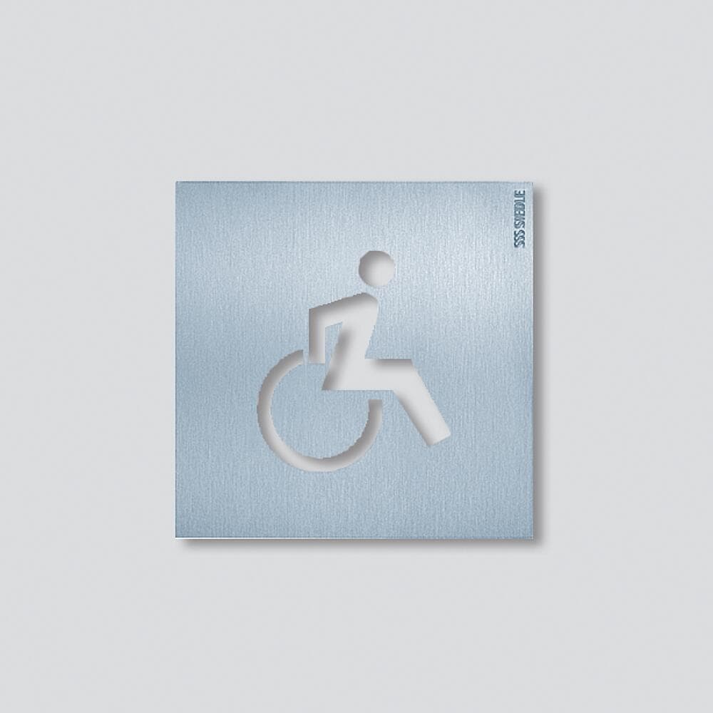 Siedle OSP 0009-01 Orientierungsschild Piktogramm Rollstuhlgerecht, gebürsteter Edelstahl, 154 x 154 mm silber (200032625-01)