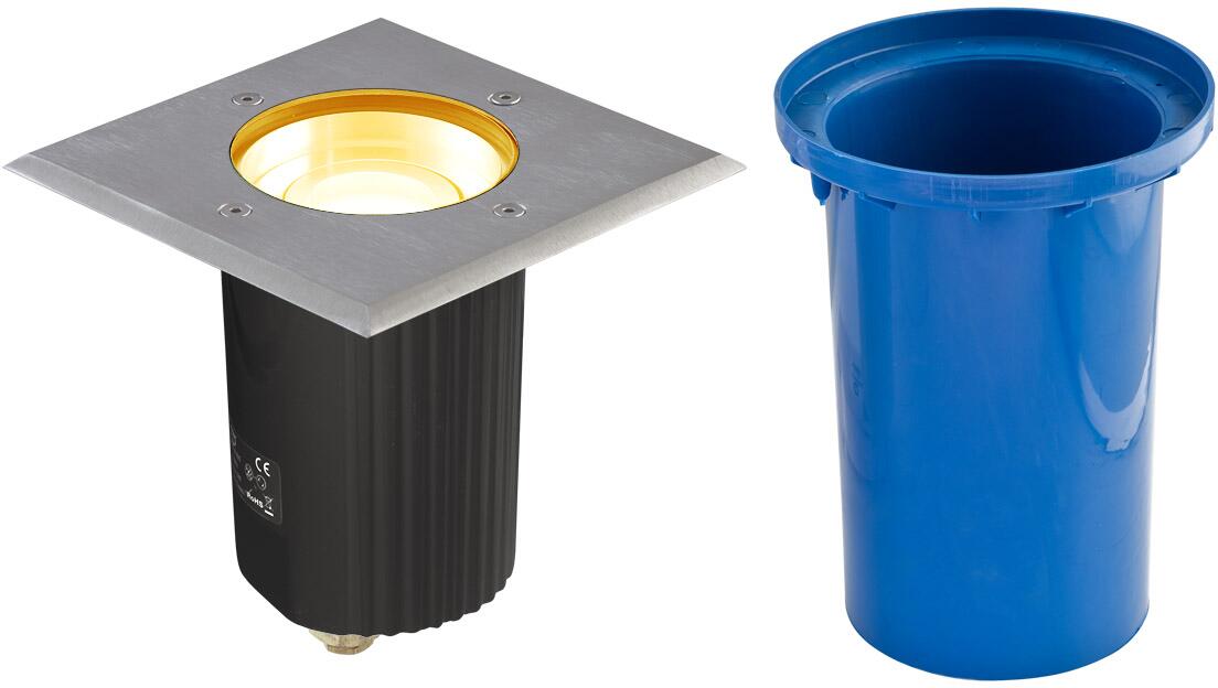 EVN Bodeneinbau, quad., schwenkbar, inkl. LM, IP67, 230V, 4,6W, 3000K, 370lm, EDS / Alu (678435402)