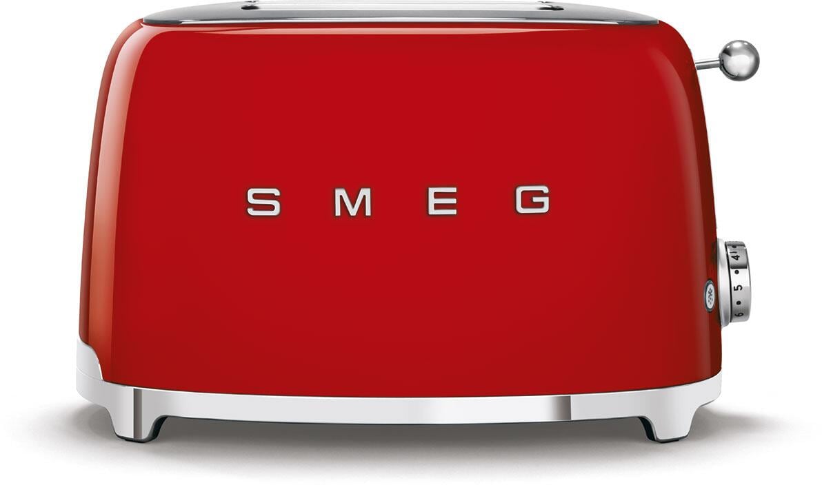 Smeg TSF01RDEU 50"s Style Toaster, 950 W, 2-Schlitze, 6 Röststufen, rot