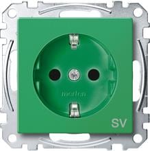 SCHUKO-Steckdose für Sonderstromkreise, erhöhter Berührungsschutz, Steckklemmen, grün, Merten MEG2300-0304