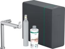 hansgrohe Aqittura M91 SodaSystem 240, 1 Strahlart, Starter Set, Messing, 267 mm, G ⅜ Anschlussschläuche, mit Rückflussverhinderer, chrom (76810000)