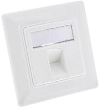 InLine Rahmenset für 1x RJ45 Bu/LSA Einsatz, Keystone SNAP-In, weiß RAL9010 (76201Y)