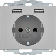 Berker 48037004 Steckdose SCHUKO/USB, K.5, edelstahl matt, lackiert