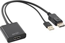 InLine HDMI BU zu DisplayPort ST Konverter Kabel, 4K, schwarz/gold, 0,3m (17169P)