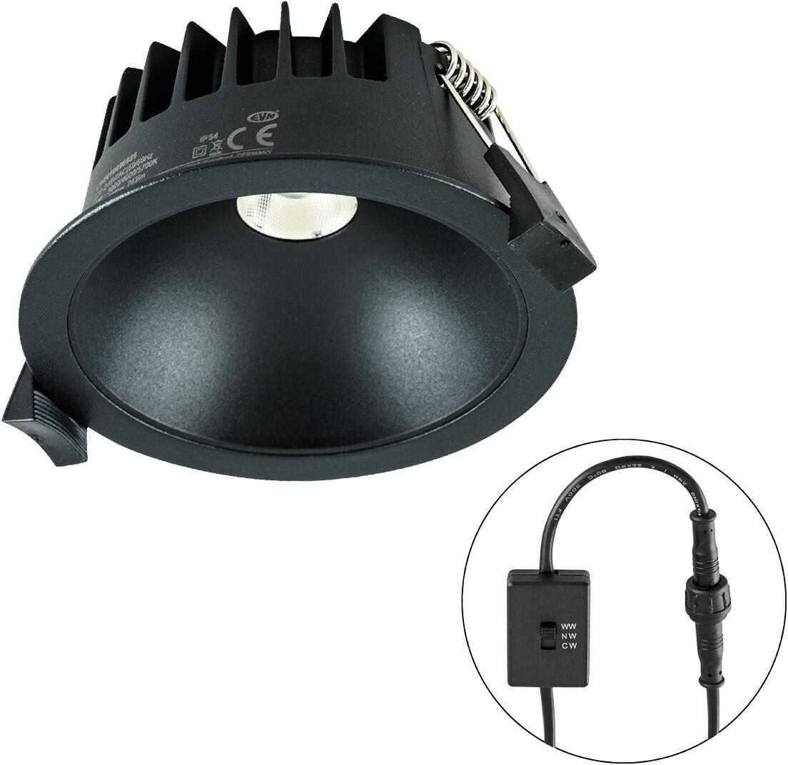 EVN REFLECTO LED Deckeneinbauleuchte, 10W, 3000/4000/5700K, 612-778lm, IP54, rund, schwarz (C54N10090925)