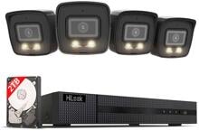 HiLook 4K Überwachungskamera-Set, 4* 4K Bullet Kamera, Smart Hybrid Light, NVR 8-CH, 2 TB HDD, Smartphone App, schwarz (IK28P-480B)