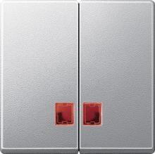 Doppelwippe mit rotem Symbolfenster, Aluminium matt, System M, Merten MEG3456-0460