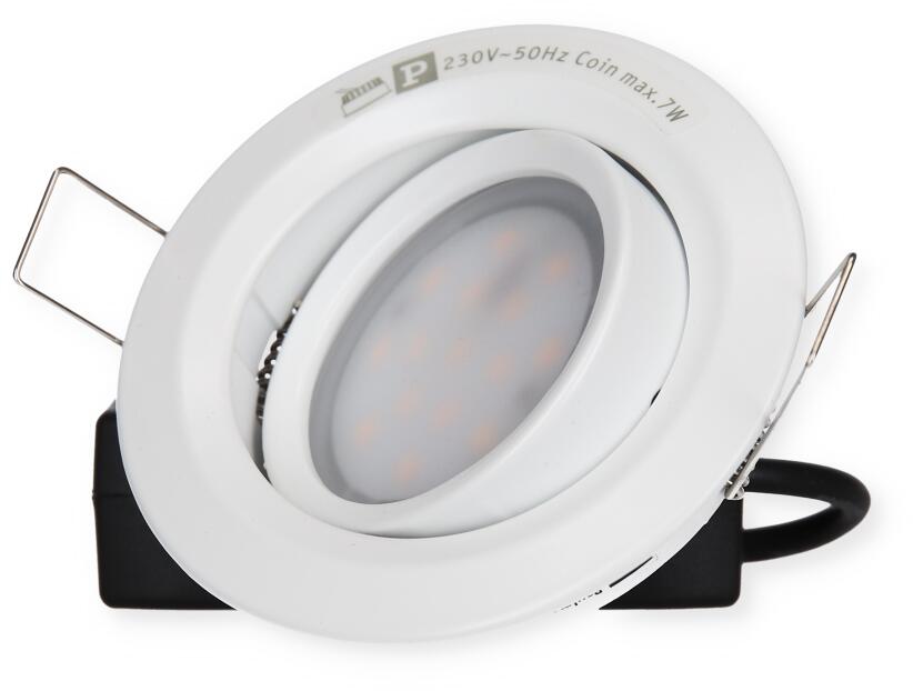 Paulmann LED Einbauleuchte Nova Plus Coin Basisset schwenkbar rund 84mm 50° Coin 3x6W 3x470lm 230V dimmbar 2700K Weiß matt, 3er Set (93875)