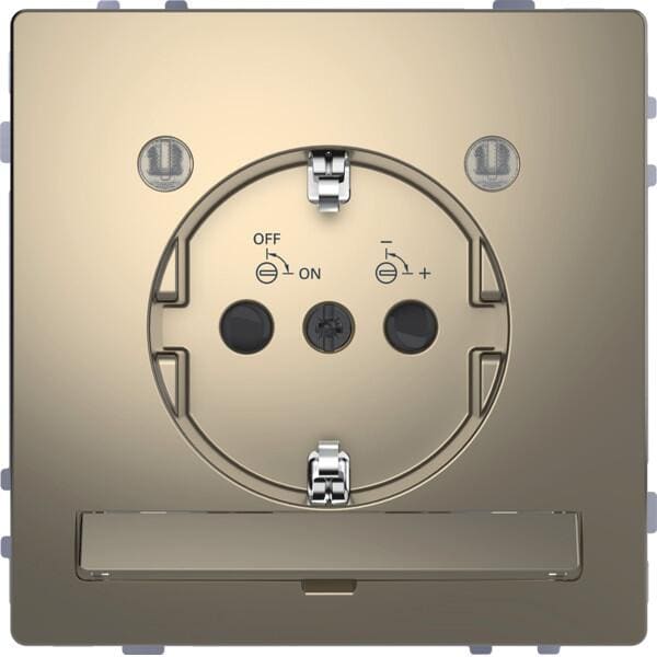 Merten SCHUKO-Steckdose mit Lichtauslass und LED-Beleuchtungs-Modul, System Design, erhöhter Berührungsschutz, Steckklemmen, nickelmetallic (MEG2304-6