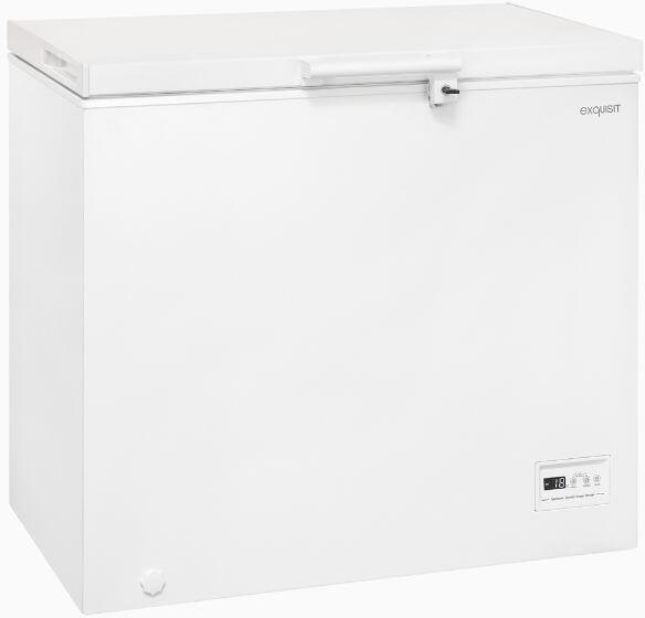 Exquisit GT201-HE-040E Stand Gefriertruhe, 91 cm breit, 198 L, Kindersicherung, LED Beleuchtung, weiß