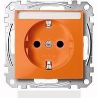 SCHUKO-Steckdose für Sonderstromkreise mit Schriftfeld, erhöhter Berührungsschutz, Steckklemmen, orange, Merten MEG2302-0302