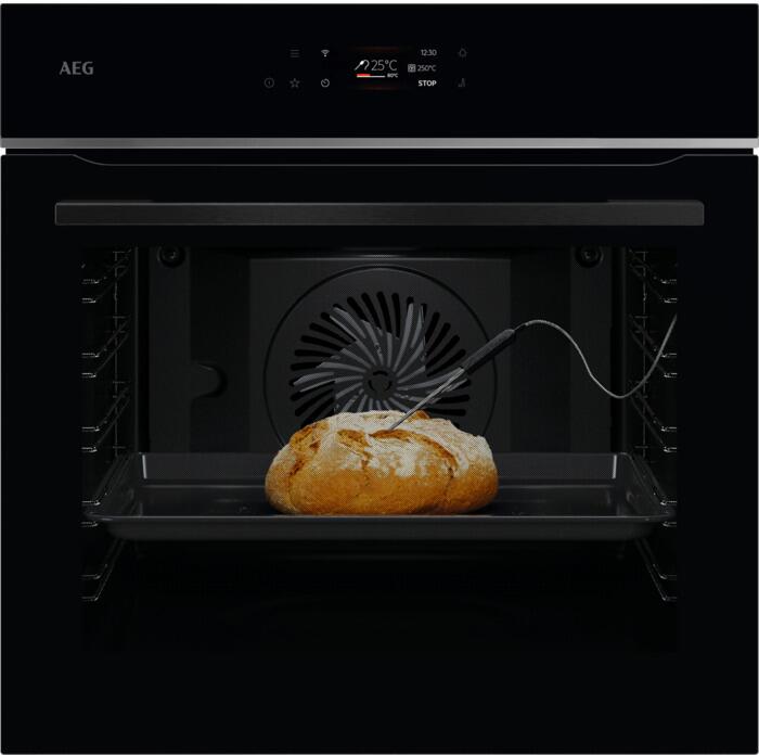 AEG TE7PB621AB A++ Einbaubackofen, 60 cm breit, 71L, Pyrolyse, WLAN-fähig, Grillfunktion, Kindersicherung,Full Touch-Display, schwarz