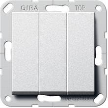 Gira 283026 Wippschalter, British Standard, 3fach, Ausschalter, System 55, Farbe Alu