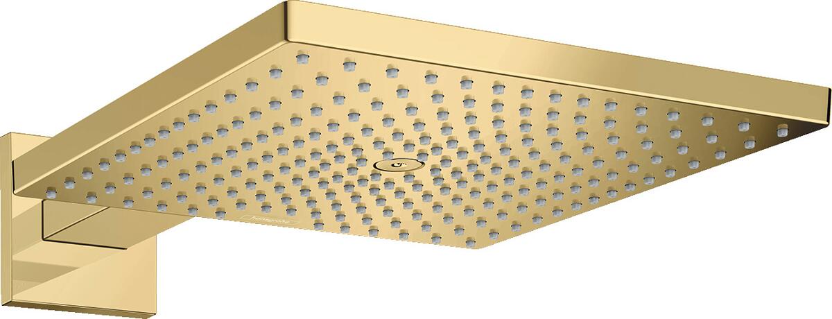 hansgrohe Raindance E Duschkopf 300 1 Strahlart mit Brausearm, Metall, 17 l/min, 300 x 300 mm, Polished Gold Optic, (26238990)