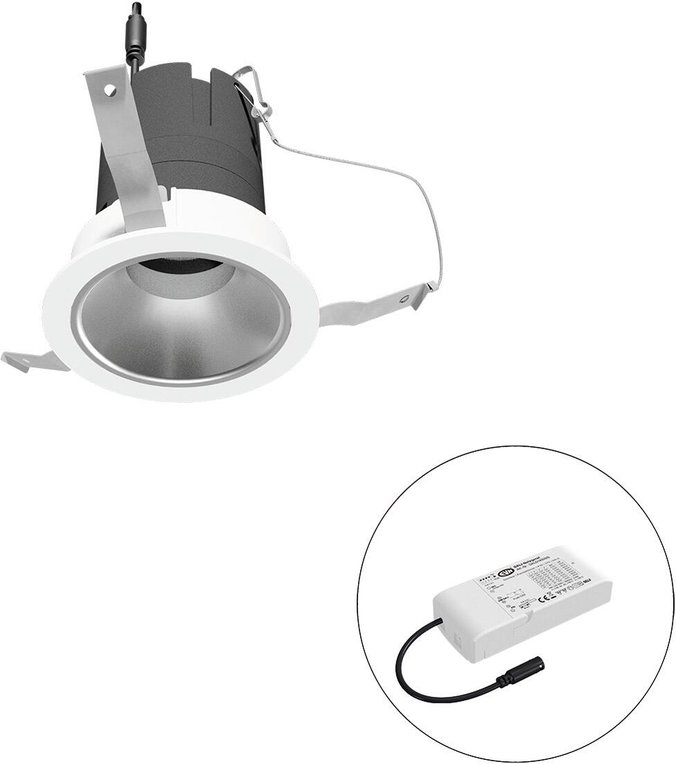 EVN SELECTO LED Deckeneinbau, rund, drehbar, IP20, 220-240V/AC, 6W, 3000K, 700lm, inkl. Netzgerät, DALI, Reflektor silber/matt, 13.022,00cd, engstrahl