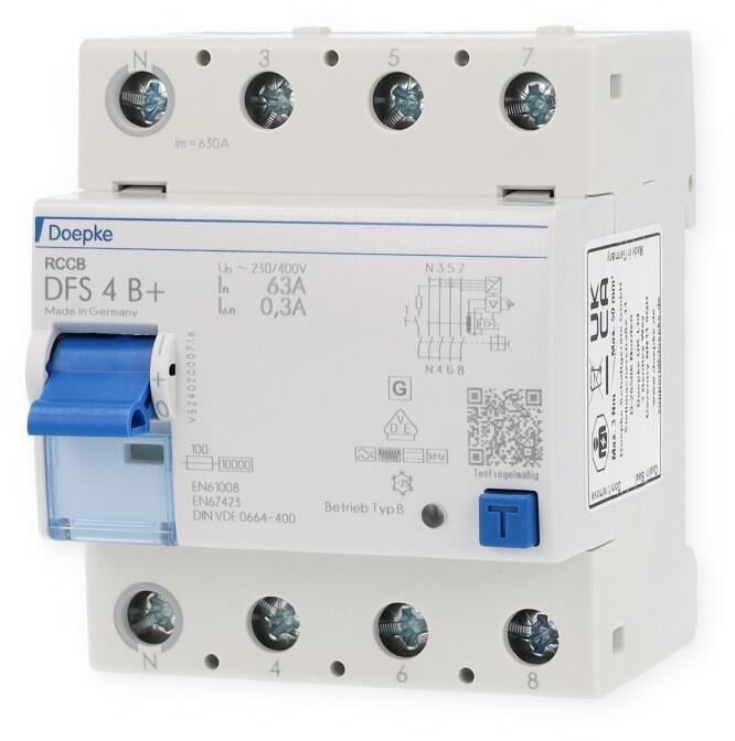 Doepke DFS 4 063-4/0,30-B+ Fehlerstromschutzschalter, 63/0,3A, 4-Polig, Typ B+ (09146895)