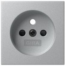 Gira 494526 Abdeckung für Steckdose mit Erdungsstif und Shutter, System 55, Aluminium