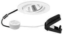 Brumberg BB03 LED-Einbaustrahlerset mit LED-Modul und Rundkonverter Phasenabschnitt dimmbar mit Anschlussbox, 6W, 630lm, 3000K, rund, schwenkbar