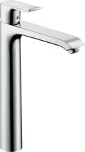 hansgrohe Metris Einhebel-Waschtischarmatur 260 für Aufsatzwaschtische mit Zugstangen-Ablaufgarnitur, Messing, 5 l/min, Chrom (31082000)