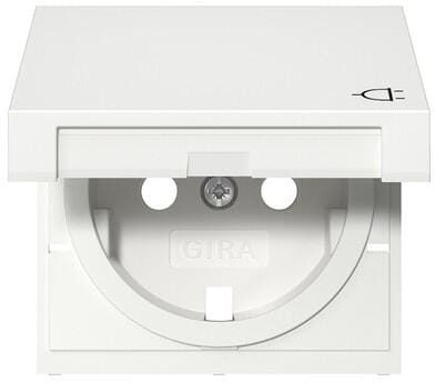 Gira 492203 Abdeckung für SCHUKO-Steckdose 16 A 250 V~ mit Klappdeckel System 55, Stecker Symbol, Reinweiß glänzend