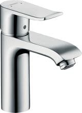hansgrohe Metris Einhebel-Waschtischarmatur 110 für Niederdruck/offene Warmwasserbereiter mit Zugstangen-Ablaufgarnitur, Messing, 5 l/min, Chrom (31074000)