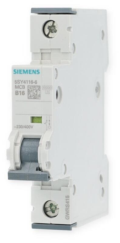Siemens 5SY4116-6 Leitungsschutzschalter 230/400V 10kA, 1-polig, B, 16A, T=70mm