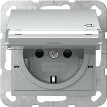 Gira 455726 SCHUKO-Steckdose 16 A 250 V~ mit Klappdeckel, Beschriftungsfeld und Shutter System 55, Aluminium