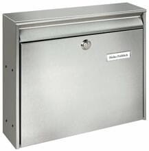 Burg Wächter Borkum gelocht 3877 Ni Edelstahl-Briefkasten für Anlagemontage, mit Öffnungsstopp, Querformat, Edelstahl (20390)